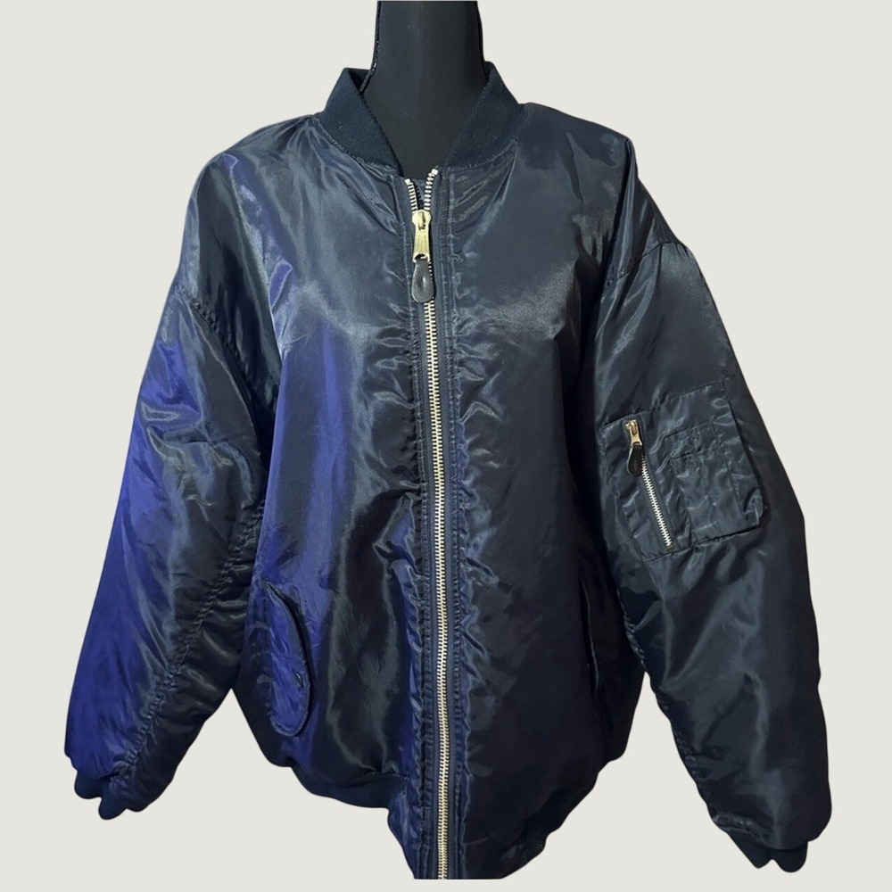 Northern‎ Explosion NXP Mens Reversible MA1 Bomber Flight Jacket Navy Blue  M